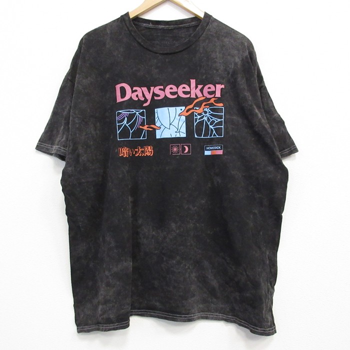 XL★古着 半袖 ロック バンド Tシャツ メンズ Dayseeker 大きいサイズ クルーネック 黒他 ブラック タイダイ 25jul25 中古