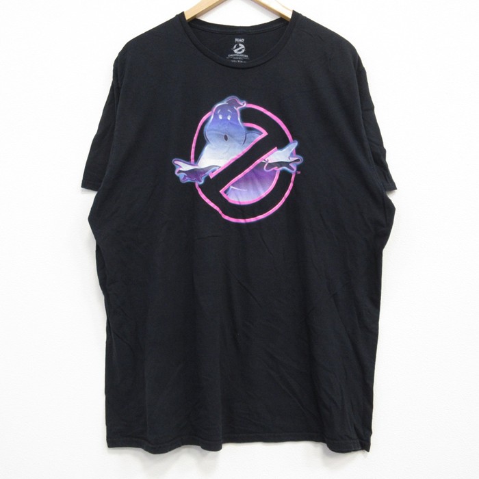 【50%OFF】XL★古着 半袖 Tシャツ メンズ 映画 ゴーストバスターズ コットン クルーネック 黒 ブラック 25jul25 中古