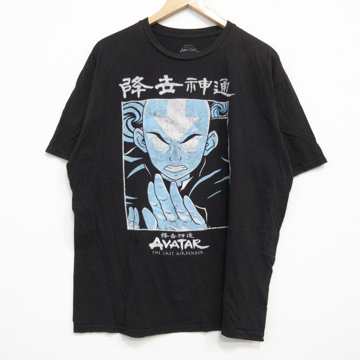 XL★古着 半袖 Tシャツ メンズ アニメ アバター伝説の少年アン クルーネック 黒 ブラック 25jul25 中古