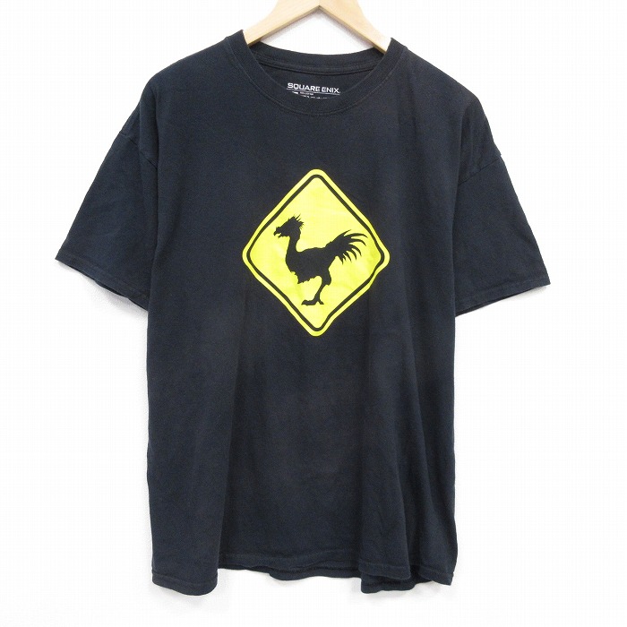 XL★古着 半袖 Tシャツ メンズ ゲーム ファイナルファンタジー コットン クルーネック 黒 ブラック 25jul28 中古