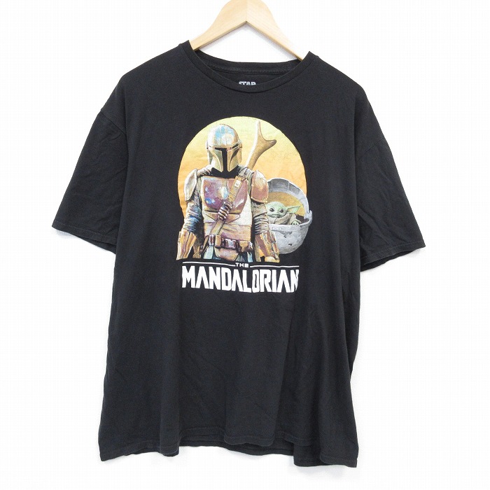 XL★古着 半袖 Tシャツ メンズ スターウォーズ STAR WARS マンダロリアン グローグー 大きいサイズ コットン クルーネック 黒 ブラック 【spe】 25jul28 中古