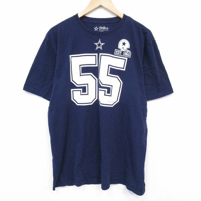 XL★古着 半袖 Tシャツ メンズ NFL ダラスカウボーイズ VANDER ESCH 55 コットン クルーネック 紺 ネイビー アメフト スーパーボウル 25jul28 中古