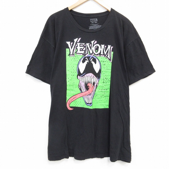 XL★古着 半袖 Tシャツ メンズ マーベル ヴェノム 大きいサイズ コットン クルーネック 黒 ブラック 25jul28 中古