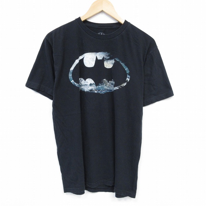 【50%OFF】L★古着 半袖 Tシャツ メンズ DCコミックス バットマン BATMAN コットン クルーネック 黒 ブラック 25jul29 中古
