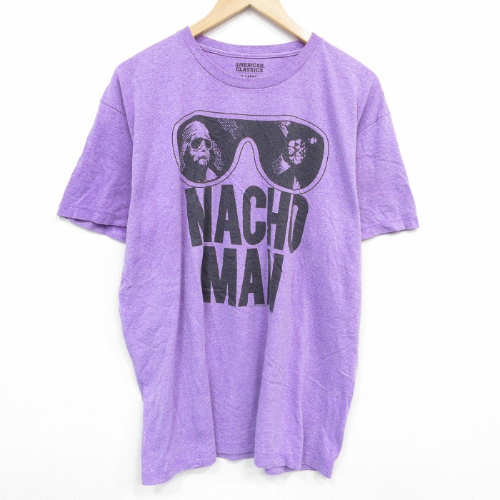 XL★古着 半袖 Tシャツ メンズ ランディサベージ 大きいサイズ クルーネック 薄紫 パープル 霜降り 25jul29 中古