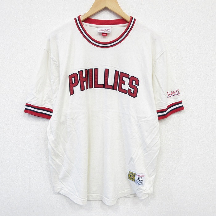 XL★古着 半袖 Tシャツ メンズ MLB フィラデルフィアフィリーズ コットン クルーネック 白 ホワイト メジャーリーグ ベースボール 野球 25jul29 中古