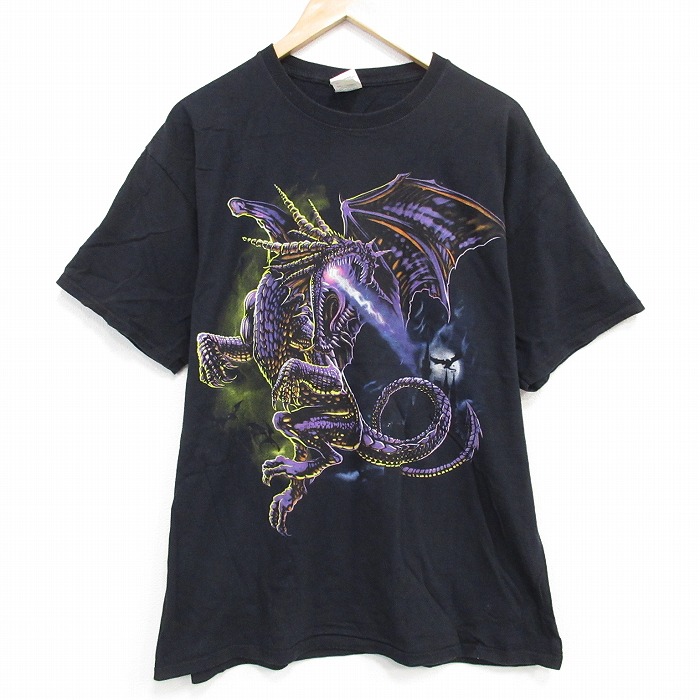 半袖Tシャツ ドラゴン ブラック XL | 古着