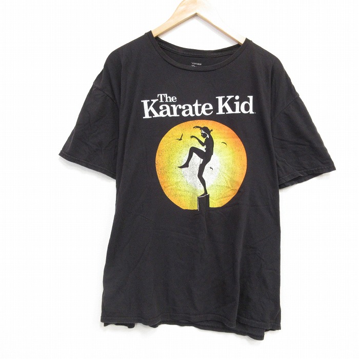 XL★古着 半袖 Tシャツ メンズ 映画 ベストキッド 大きいサイズ コットン クルーネック 黒 ブラック 25jul30 中古