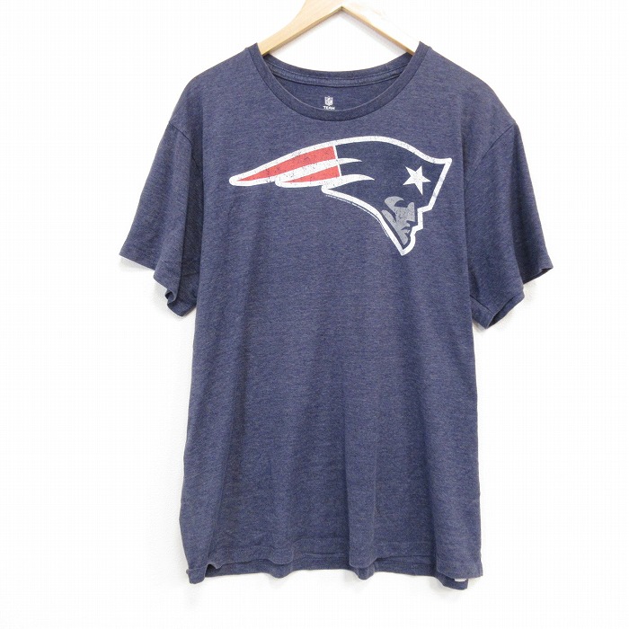 XL★古着 半袖 Tシャツ メンズ NFL ニューイングランドペイトリオッツ クルーネック 薄紺 ネイビー 霜降り アメフト スーパーボウル 25jul30 中古