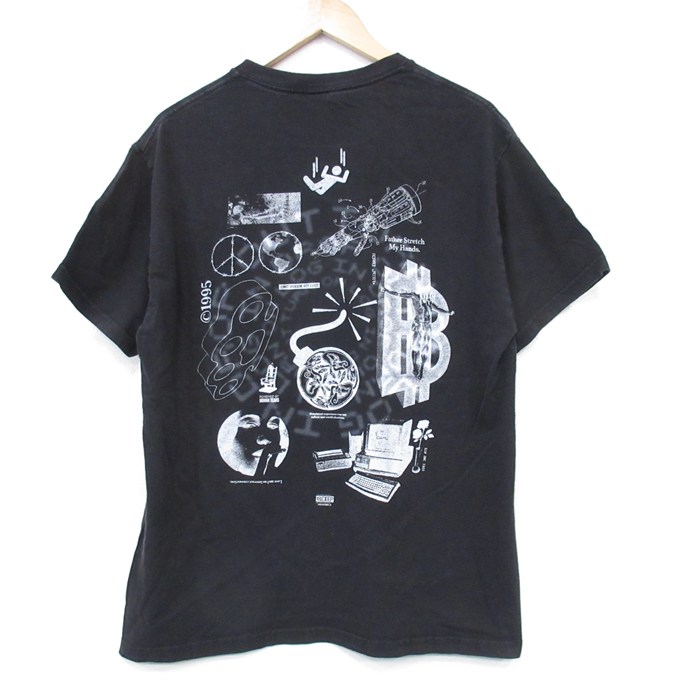 【50%OFF】L★古着 半袖 Tシャツ メンズ パソコン コットン クルーネック USA製 黒 ブラック 25jul31 中古