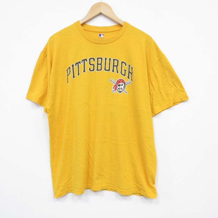 XL★古着 半袖 Tシャツ メンズ MLB ピッツバーグパイレーツ アンドリューマカッチェン 22 大きいサイズ コットン クルーネック 黄 イエロー メジャーリーグ ベースボール 野球 25jul31 中古