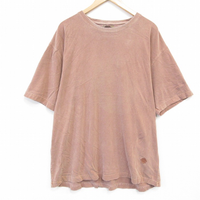 【50%OFF】XL★古着 THE TERRITORY AHEAD 半袖 Tシャツ メンズ ワンポイントロゴ 大きいサイズ コットン クルーネック 薄茶 ブラウン 25aug01 中古