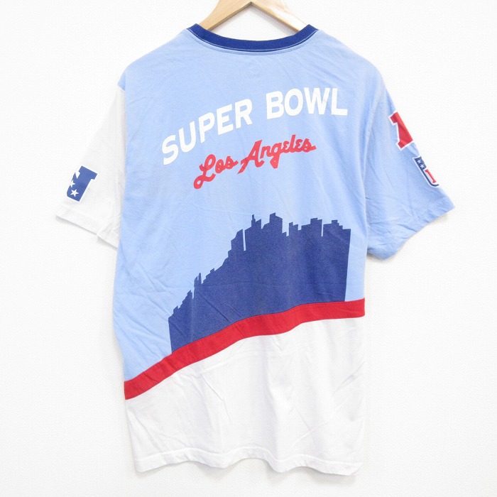 XL★古着 スターター STARTER 半袖 Tシャツ メンズ NFL ロサンゼルス クルーネック 白 ホワイト アメフト スーパーボウル 25aug01 中古
