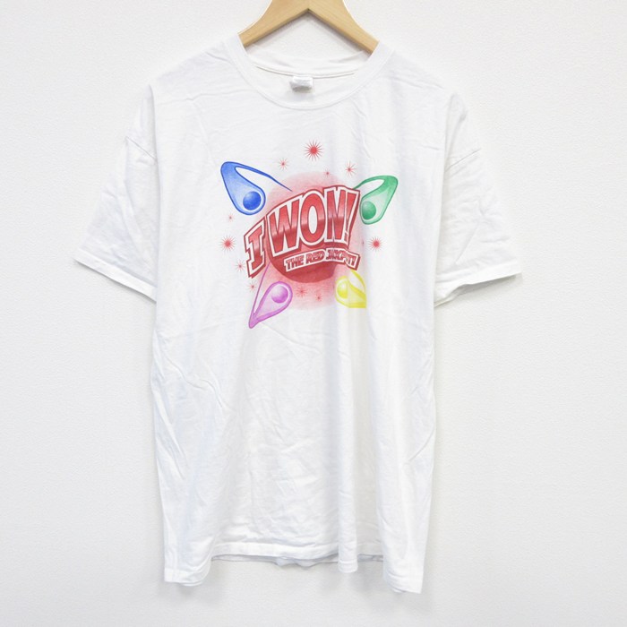 【20%OFF】XL★古着 半袖 Tシャツ メンズ WON 大きいサイズ コットン クルーネック 白 ホワイト 25aug02 中古