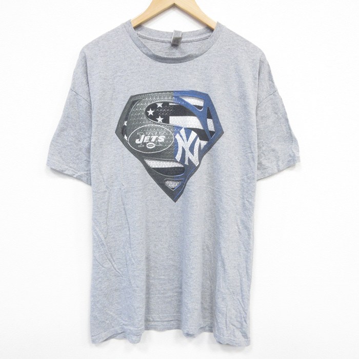 【50%OFF】XL★古着 半袖 Tシャツ メンズ MLB ニューヨークヤンキース クルーネック グレー 霜降り メジャーリーグ ベースボール 野球 25aug02 中古