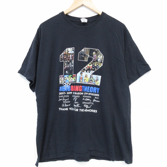 XL★古着 半袖 Tシャツ メンズ ドラマ ビッグバンセオリー コットン クルーネック 黒 ブラック 25aug04 中古