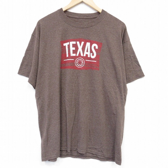 XL★古着 半袖 Tシャツ メンズ クルーネック 茶 ブラウン 霜降り 25aug04 中古