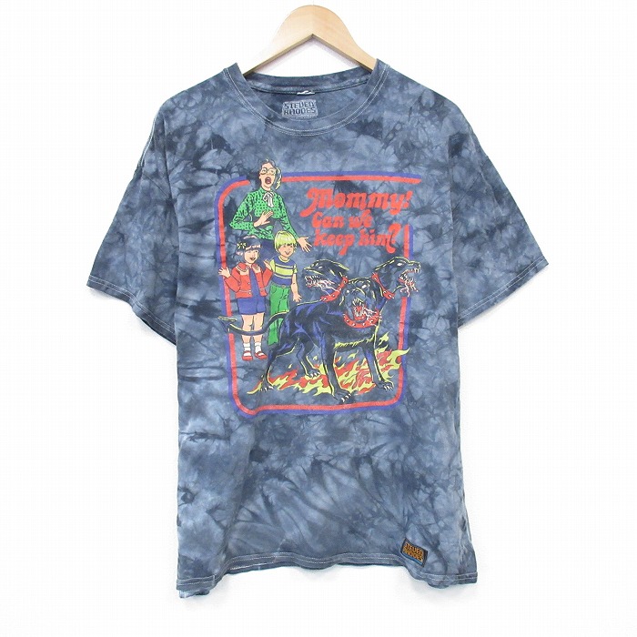 XL★古着 スティーブンローズ 半袖 Tシャツ メンズ 大きいサイズ コットン クルーネック 濃グレー他 ダイダイ 25aug07 中古