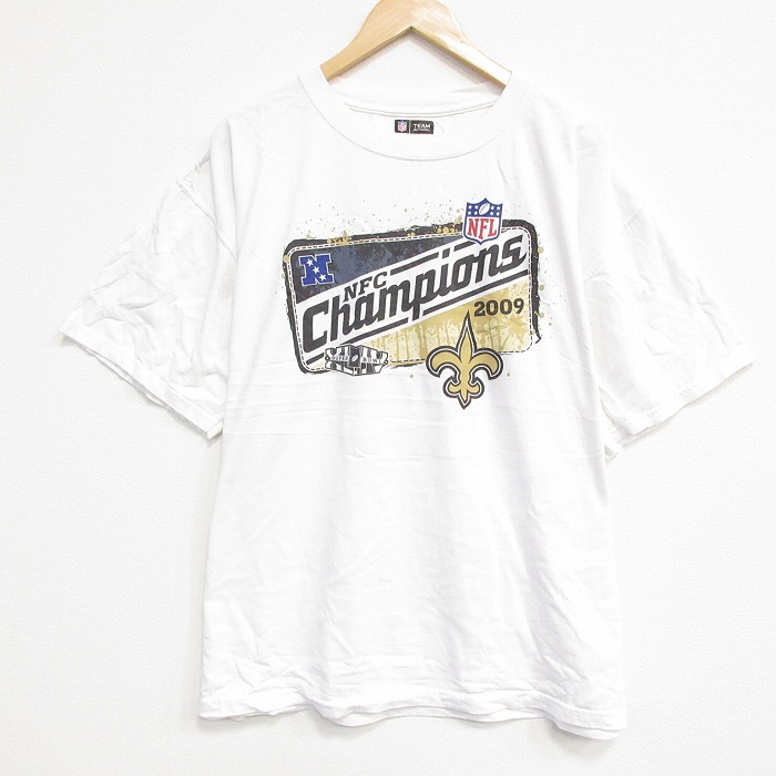 XL★古着 半袖 ビンテージ Tシャツ メンズ 00年代 00s NFL ニューオリンズセインツ 大きいサイズ コットン クルーネック 白 ホワイト アメフト スーパーボウル 25aug18 中古