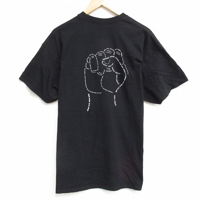 【50%OFF】XL★古着 半袖 Tシャツ メンズ ブラックライブズマター コットン クルーネック 黒 ブラック 25aug18 中古