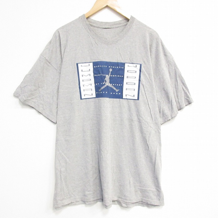 XL★古着 半袖 Tシャツ メンズ マイケルジョーダン エアジョーダン 大きいサイズ クルーネック グレー 霜降り 25aug18 中古