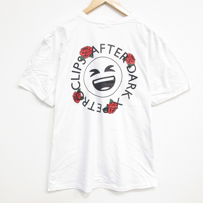 XL★古着 半袖 Tシャツ メンズ スマイル コットン クルーネック 白 ホワイト 25aug18 中古