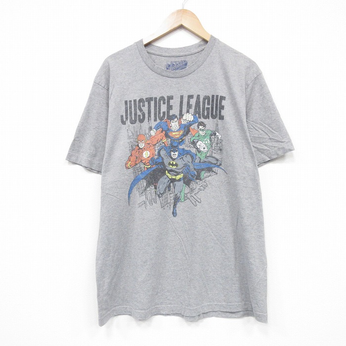 XL★古着 オールドネイビー 半袖 Tシャツ メンズ ジャスティスリーグ クルーネック グレー 霜降り 25aug21 中古