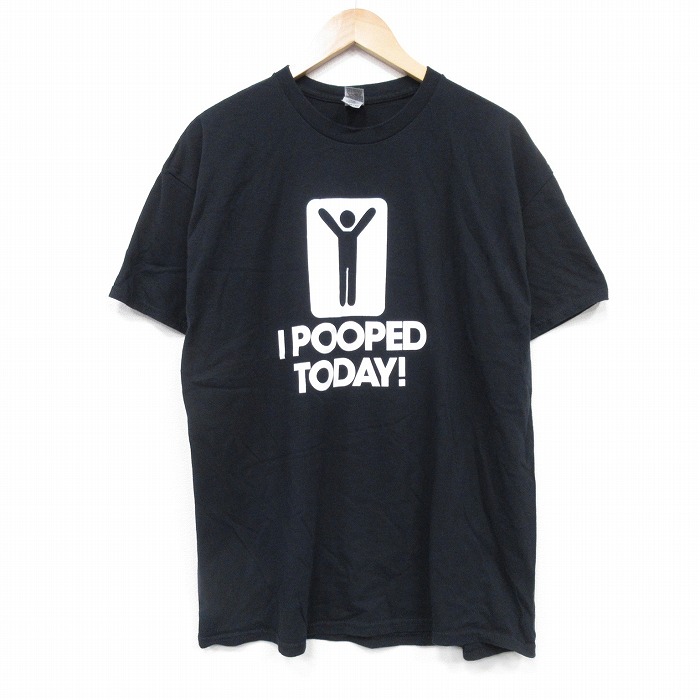 XL★古着 半袖 Tシャツ メンズ TODAY コットン クルーネック 黒 ブラック 25aug21 中古