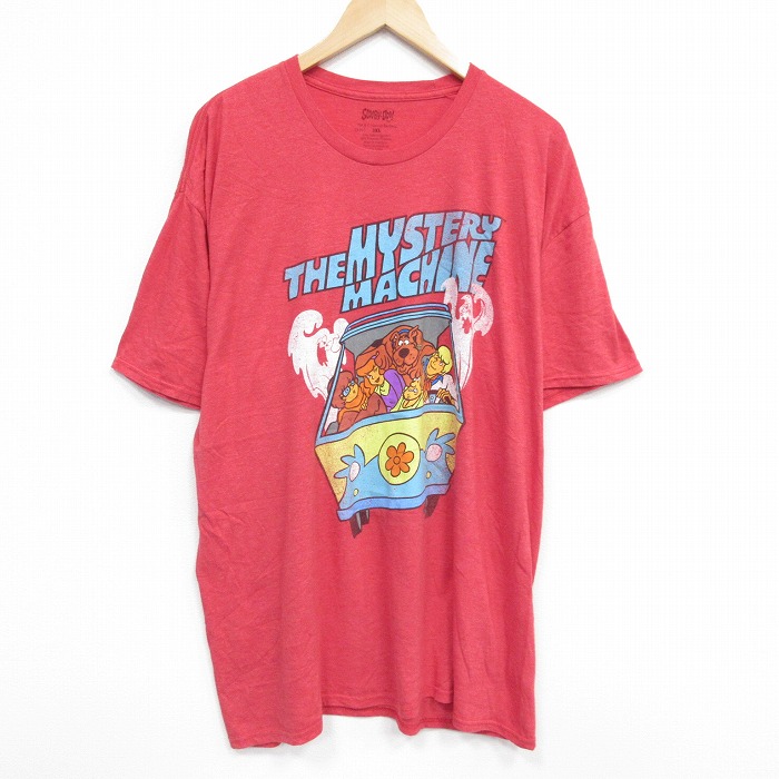 【50%OFF】XL★古着 半袖 Tシャツ メンズ アニメ スクービードゥー 大きいサイズ クルーネック 赤 レッド 霜降り 【spe】 25aug18 中古
