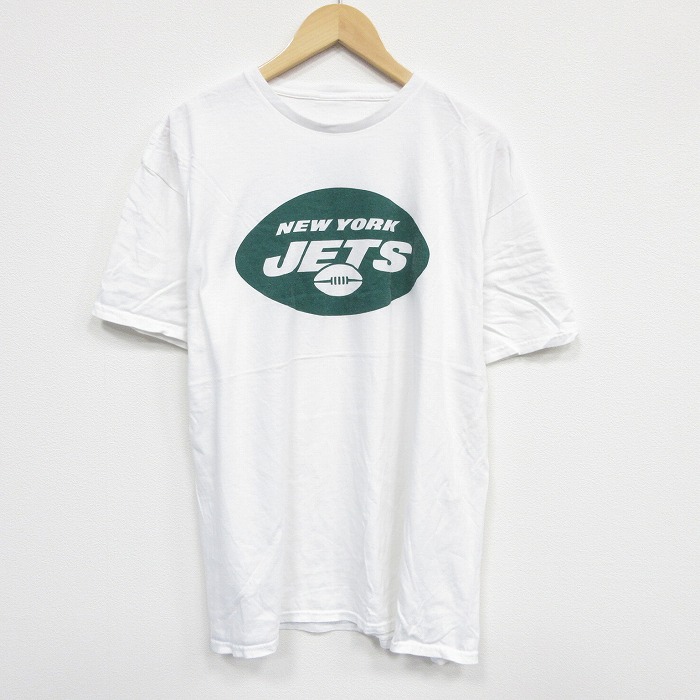 XL★古着 半袖 Tシャツ メンズ NFL ニューヨークジェッツ クルーネック 白 ホワイト アメフト スーパーボウル 25aug18 中古