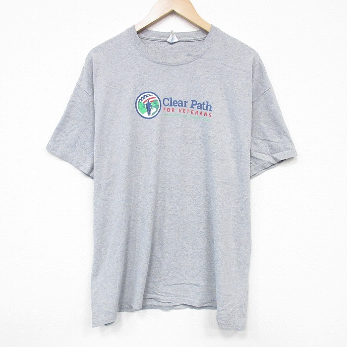 XL★古着 半袖 Tシャツ メンズ Clear 大きいサイズ クルーネック グレー 霜降り 25aug19 中古