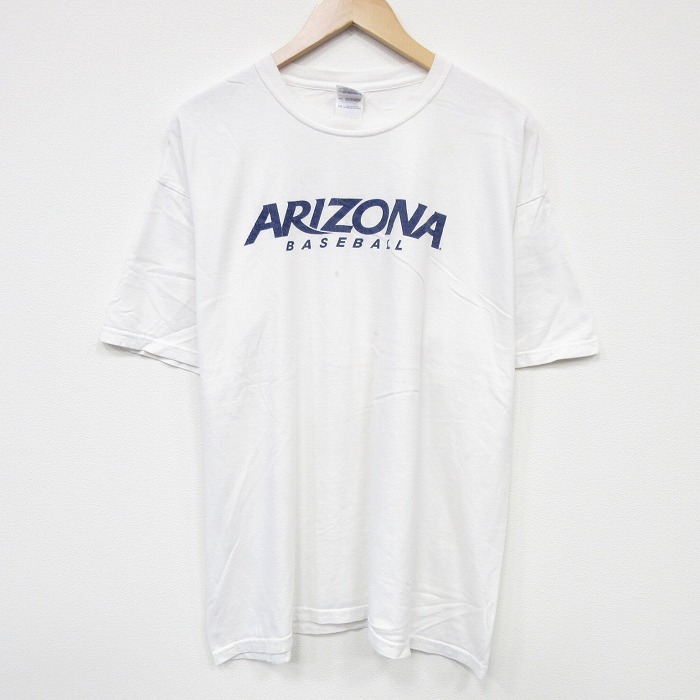 XL★古着 半袖 Tシャツ メンズ アリゾナ 大きいサイズ コットン クルーネック 白 ホワイト 25aug19 中古