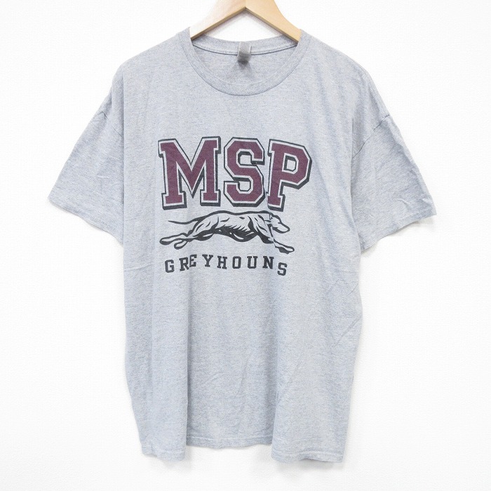 XL★古着 半袖 Tシャツ メンズ MSP 大きいサイズ クルーネック グレー 霜降り 25aug19 中古