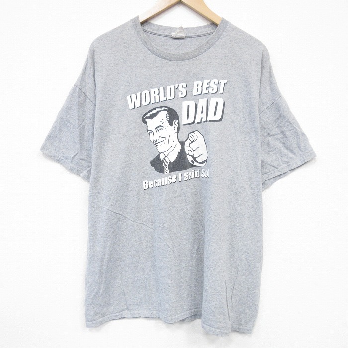 XL★古着 半袖 Tシャツ メンズ DAD 大きいサイズ クルーネック グレー 霜降り 25aug19 中古