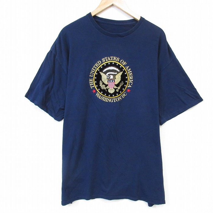 【50%OFF】ワシントンDC刺繍 半袖Tシャツ ネイビー XL | 古着