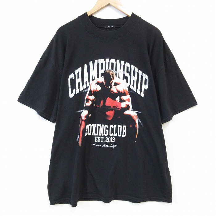 XL★古着 半袖 Tシャツ メンズ ボクシングクラブ 大きいサイズ クルーネック 黒 ブラック 25aug20 中古