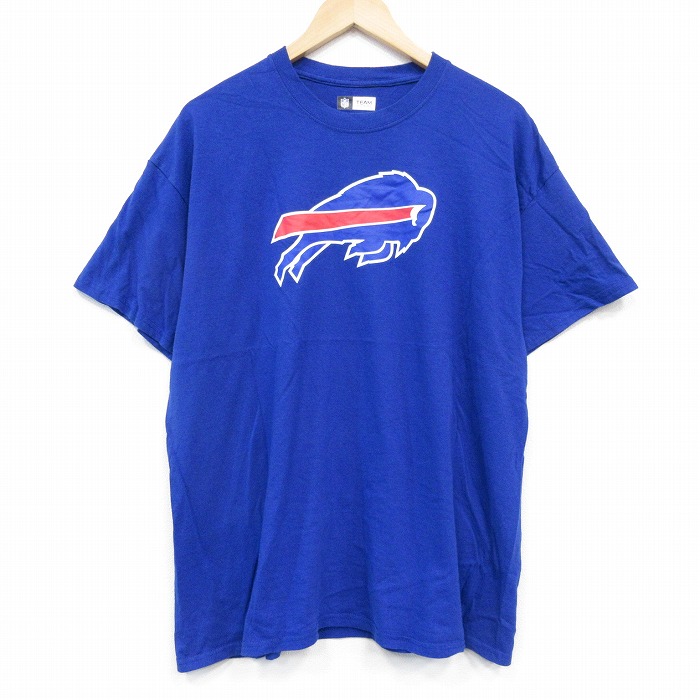 【50%OFF】XL★古着 半袖 Tシャツ メンズ NFL バッファロービルズ 大きいサイズ クルーネック 青 ブルー アメフト スーパーボウル 25aug20 中古