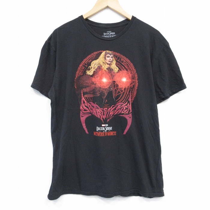 XL★古着 半袖 Tシャツ メンズ マーベル ドクターストレンジ コットン クルーネック 黒 ブラック 25aug20 中古
