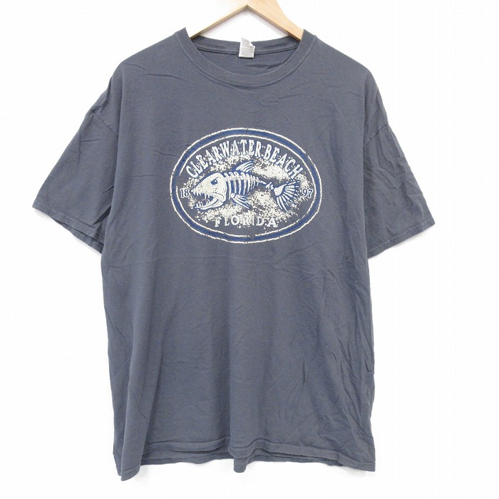 フルーツオブザルーム 半袖Tシャツ 魚 グレー XL | 古着