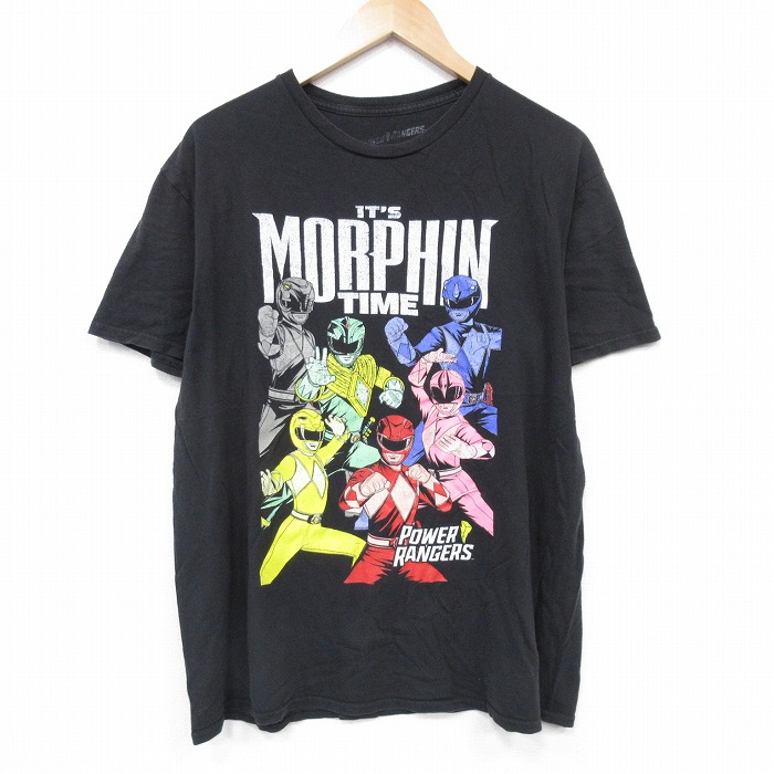 XL★古着 半袖 Tシャツ メンズ パワーレンジャー コットン クルーネック 黒 ブラック 25aug21 中古