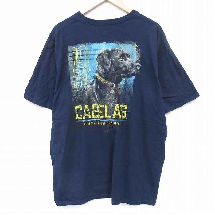 カベラス 半袖Tシャツ 犬 ネイビー XL | 古着