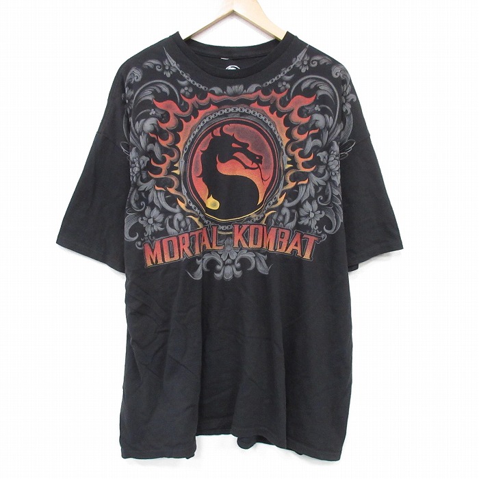 XL★古着 半袖 Tシャツ メンズ 大きいサイズ ゲーム モータルコンバット コットン クルーネック 黒 ブラック 25aug21 中古