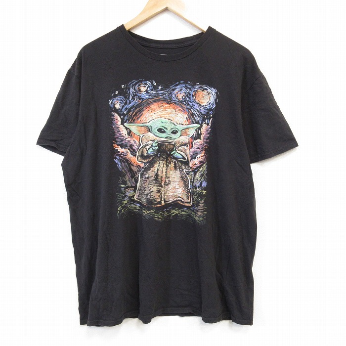 XL★古着 半袖 Tシャツ メンズ スターウォーズ STAR WARS グローグー 大きいサイズ コットン クルーネック 黒 ブラック 25aug26 中古