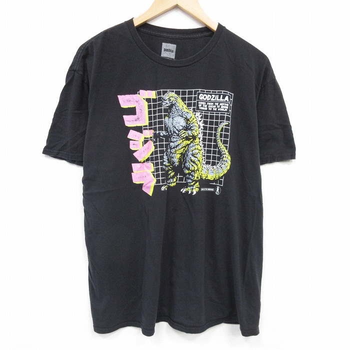 XL★古着 半袖 Tシャツ メンズ 映画 ゴジラ 大きいサイズ コットン クルーネック 黒 ブラック 【spe】 25aug22 中古