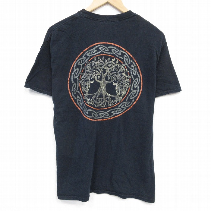 L★古着 半袖 Tシャツ メンズ コットン クルーネック 黒 ブラック 25aug22 中古