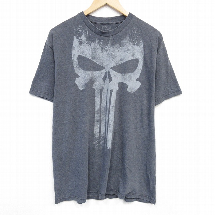 XL★古着 半袖 Tシャツ メンズ マーベル パニッシャー クルーネック グレー 霜降り 25aug22 中古