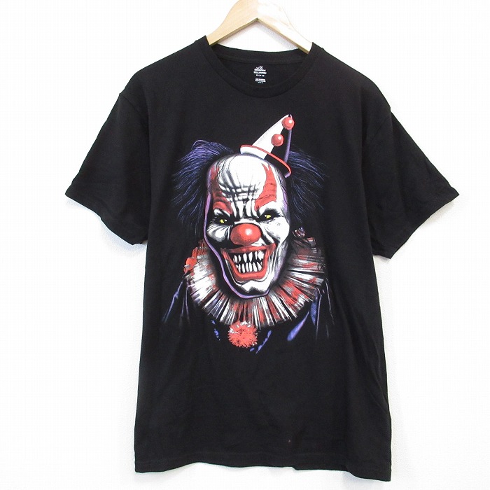 XL★古着 半袖 Tシャツ メンズ ピエロ クルーネック 黒 ブラック 25aug25 中古