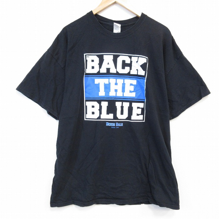【20%OFF】XL★古着 半袖 Tシャツ メンズ BACK 大きいサイズ コットン クルーネック 黒 ブラック 25aug25 中古