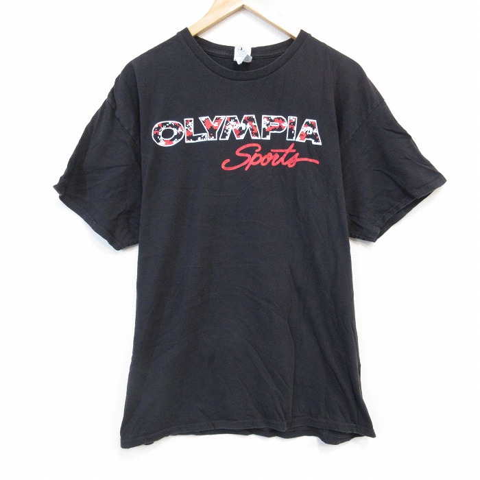 XL★古着 半袖 Tシャツ メンズ オリンピアスポーツ コットン クルーネック 黒 ブラック 25aug25 中古