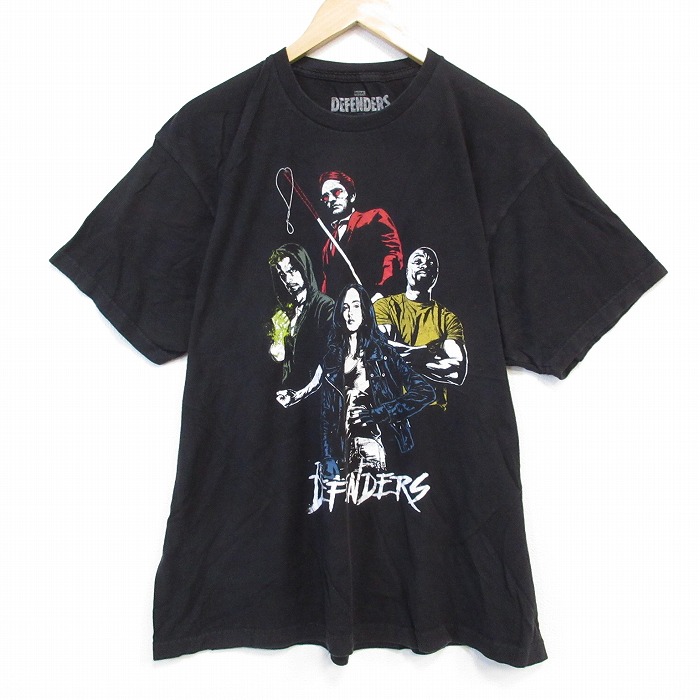 【50%OFF】XL★古着 半袖 Tシャツ メンズ マーベル ドラマ ザエディターズ 大きいサイズ コットン クルーネック 黒 ブラック 25aug25 中古